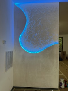 Backlit textured accent wall feature