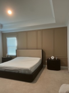 Custom paneled accent wall in an Atlanta bedroom